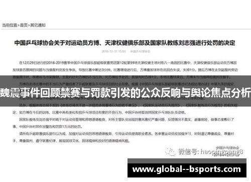 魏震事件回顾禁赛与罚款引发的公众反响与舆论焦点分析 魏震事件回顾禁赛与罚款引发的公众反响与舆论焦点分析